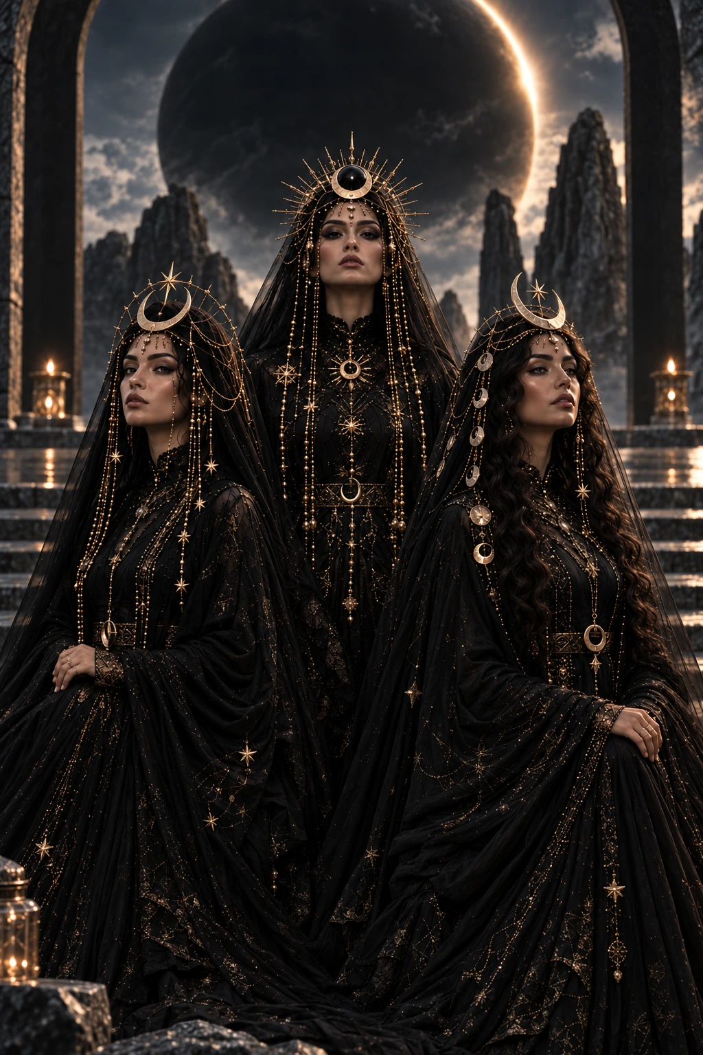 The Noorveil Sisters, CelestialCue's Persian female backing vocal ensemble in coordinated celestial attire
